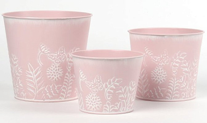 Набор декоративных кашпо D17,5XH16CM BD13CM; D15XH13,5CM BD12CM; D13,5XH10,5CM BD10CM, 3 шт., св.розовый