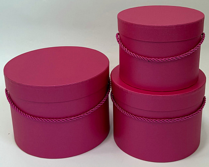 Набор коробок с ручкой 19,7x14,5 см, 17,2x13 см, 14,6x11,3 см, розовый