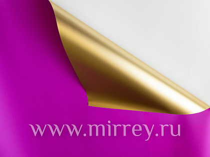 Упак. материал флористическая пленка с золотом, 70 мкр, 58 см х 10 м, фиолетовый