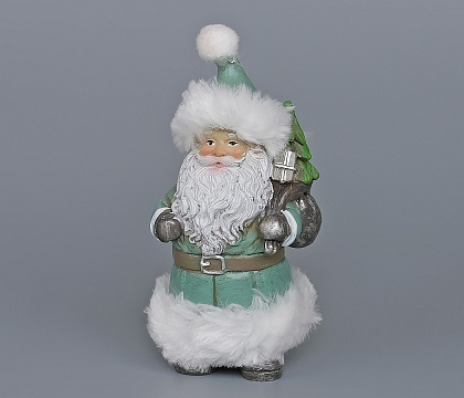 Декоративное новогоднее изделие Санта с елкой , 14.5 см, зеленый с белым