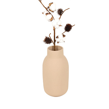 Ваза керамическая, цвет бежевый, 13,5*24,5 см
