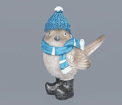 Декоративное новогоднее изделие Птичка 2, 9 см, серый с синим