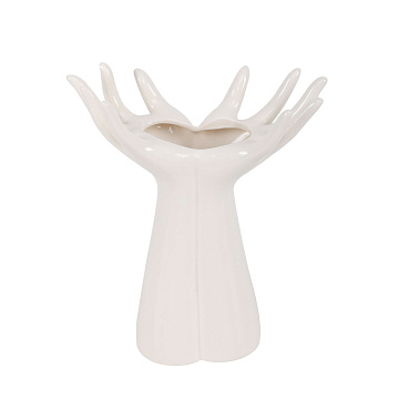 Ваза декоративная керамическая, цвет белый, 18*21,5 см