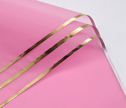 Упак. материал флористическая пленка "Золотой кант", 58х58 см, розовый, 20 листов /упак