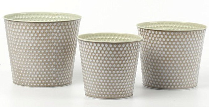 Набор декоративных кашпо 17X14.5CM B13,15X13.5CM B12,13.5X12.3CM B10, 3 шт., св.бежевый, металл
