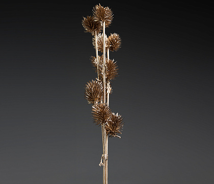 Декоративная связка бамбуковых веток с шариками, 48 см,шампань