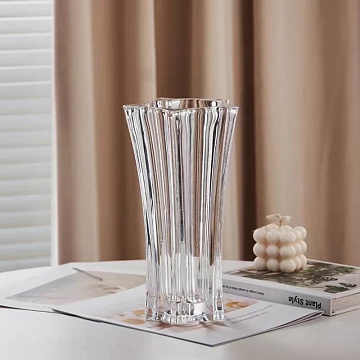 Ваза стеклянная D12,5 * H23 * BD8,6 см, 1 шт., прозрачный