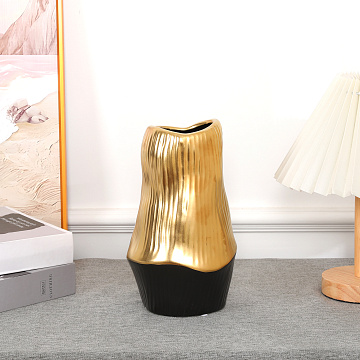 Ваза керамическая, цвет черно-золотой, 13*21,5 см