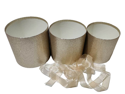 Набор коробок для цветов без крышки "Созвездие любви" 18*17, 15*14,5, 13*12 см, 3 шт.,  золото