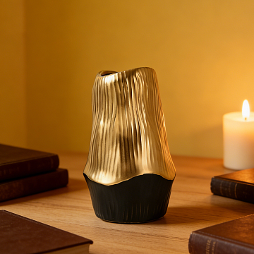 Ваза керамическая, цвет черно-золотой, 13*21,5 см