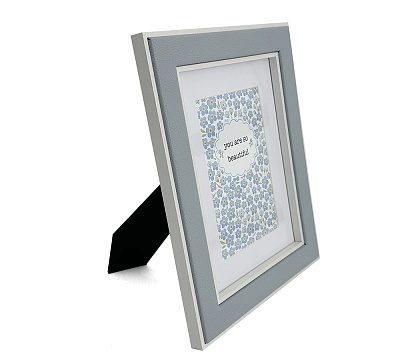 Фоторамка декоративная из МДФ с кожаной отделкой, цвет пепельно-синий, со стеклом, 10х15/15x20 см