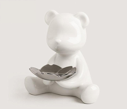 Подставка декоративная "Мишка", керамика, цвет белый, 21*21*24 см.