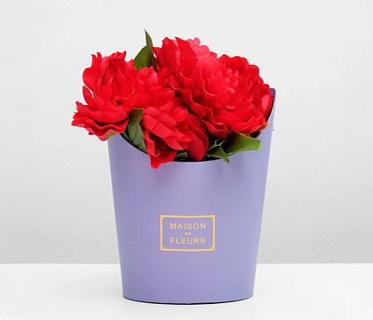 Коробка под цветы, с ручкой, 17x14x22 см, фиолетовый (W6643)