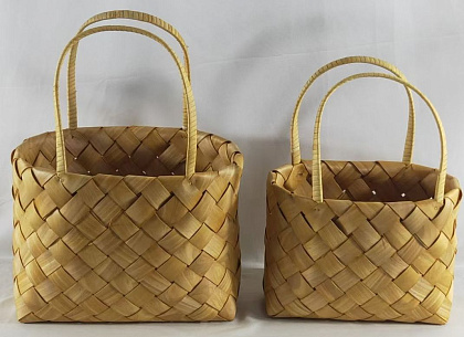 Набор корзин плетеных (секвойя), 29x20x21/38 B:27x12 см, 24x14x18/33 B:23x8 см, 2 шт., натур.