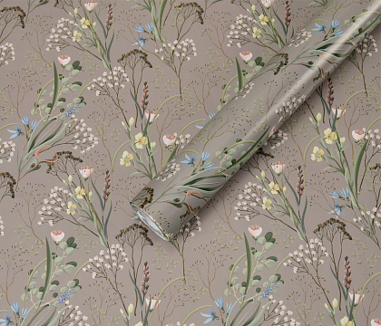 Бумага упаковочная "Цветы" 80г/м2, 70х100см, 10 листов/рулон