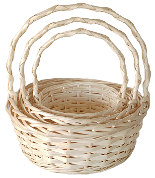 Набор корзин плетеных (ива): D30xH13xHH31  BD23, D25xH12xHH27  BD19, D20xH11xHH23  BD15, 3 шт., выбеленный