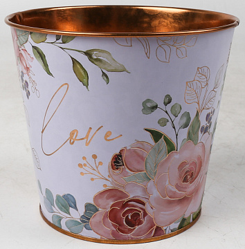 Декоративное кашпо "Любовь" D13.3X11.5CM B:D9.8CM , металл, белый