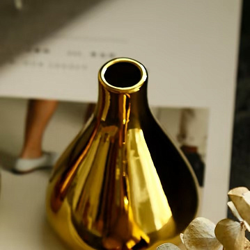 Ваза керамическая, хромированная, цвет золото, 12,5*17,5 см