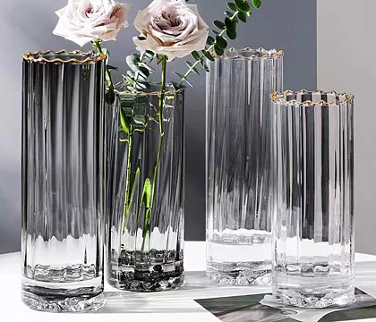 Ваза стеклянная D10 * H30, 1 шт.,серый