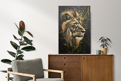 Панно "Король Лев", 80% ручная работа, без рамы, 60*90*3