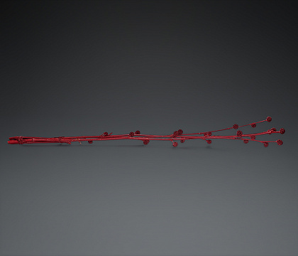 Декоративная бамбуковая ветка с шариками, 120 см, красный