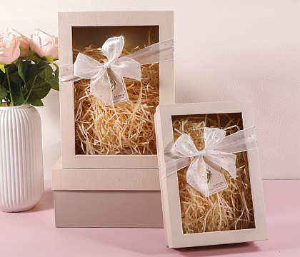 Набор коробок подарочных 29*21*9,5, 26*19*8, 23*17*6,5 см, 3 шт., светло-бежевый