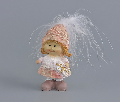 Декоративное новогоднее изделие Девочка, 7 см, золотисто-розовый