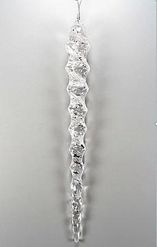 Фигурка декоративная витая сосулька на подвеске с отделкой из глиттера, 22,5 см, акрил, 1 шт.