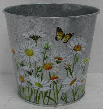 Декоративное кашпо "Луговые ромашки'' D13.5XH12.2CM/B10, металл
