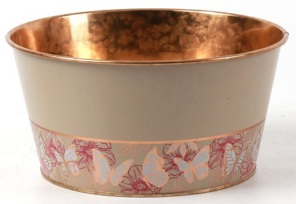 Декоративное кашпо "Бабочки" D19.5XH9.8CM/B15.2, металл, бежевый