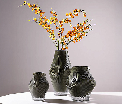 Ваза стеклянная D14 * H31,  1 шт., зеленый