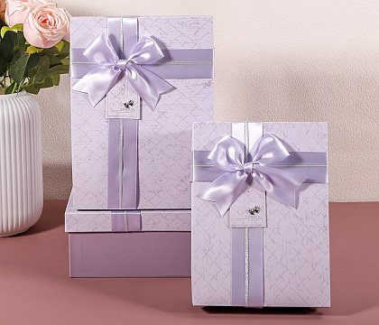 Набор коробок подарочных 22,5*16*9,5, 20*14*8, 17,5*12,5*6,5 см, 3 шт., св.сиренев.