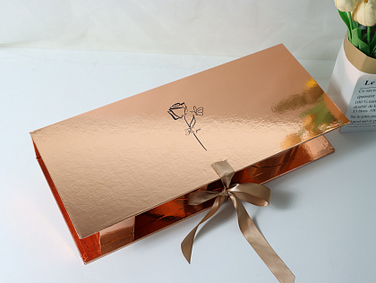 Коробка для цветов "LOVE" 45,6×19,5×6,8H см, 1 шт., розовое золото