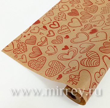  Крафт 40гр диз. Сердечки фигурные Красные 0,72х10м