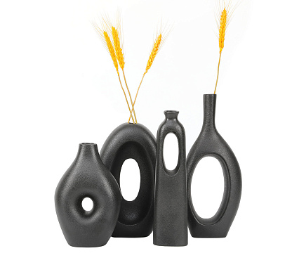 Набор керамических ваз 4 шт.: 12,7*5,9*21/12*7,2*18,1/6,2*4*24,2/12*4,2*27,3 см., цвет черный