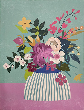 Картина "Сочный букет", 30% ручная работа, без рамы, 30*40*3,8