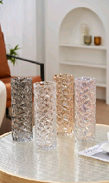 Ваза стеклянная D12*30 см, 1 шт, серый