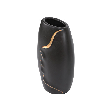 Ваза керамическая, цвет черно-золотой, 12,5*9*23,5 см