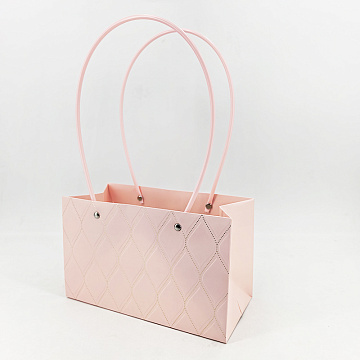 Пакет подарочный тисненый золотым фольгированием, 22*10.5*13.5 см 10 шт./упак, светло-розовый