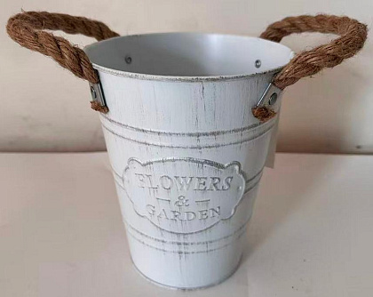 Кашпо металлическое 15*18*10 , 1 шт., белый