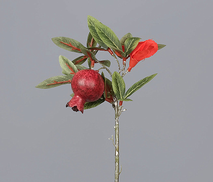Ветка декоративная с гранатом и соцветием, 20 см, 1 шт.