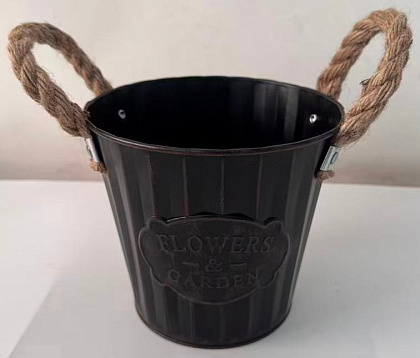 Кашпо металлическое 16*11,5*14,5, 1 шт., темный шоколад