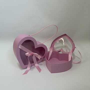 Набор коробок в виде сердца с бантиком 29x26x10,5, 22,5x20x9 см, 2 шт., нежно-розовый