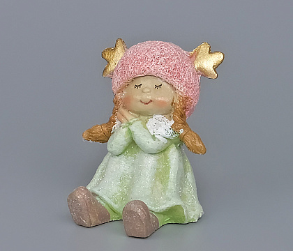 Декоративное новогоднее изделие Девочка, 6 см, пастельно-мятный