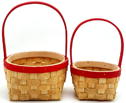 Набор корзин плетеных (секвойя), 16x9/23 см, 12x7,5/19 см, 2 шт., натур,/красн.