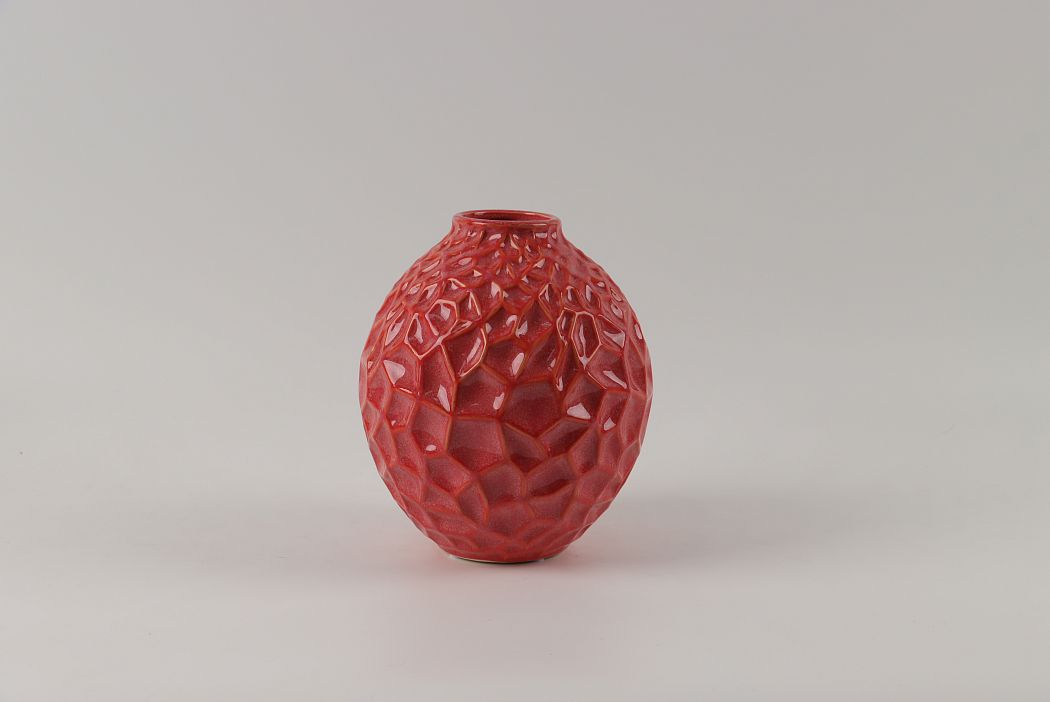 Керамическая декоративная ваза, цвет красный, 18*18*20 см