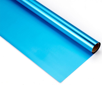 Упак. материал флористическая пленка c металлической стороной, 53 мкр, 58 см х 10 м, синий