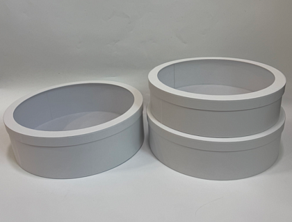 Набор коробок круглых  40x13,5 см, 38x12 см, 36x10,5 см, 3 шт., белый