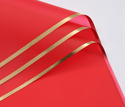 Упак. материал флористическая пленка "Золотой кант", 58х58 см, красный, 20 листов /упак