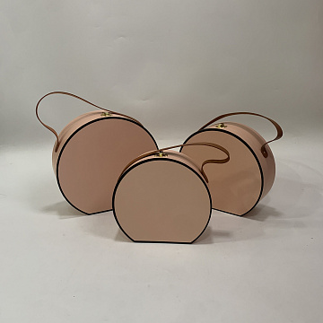 Набор коробок с ручкой из экокожи 27x25x10,2 см, 24x22x8,7 см, 21x19x7,2 см, 3 шт., св.розовый